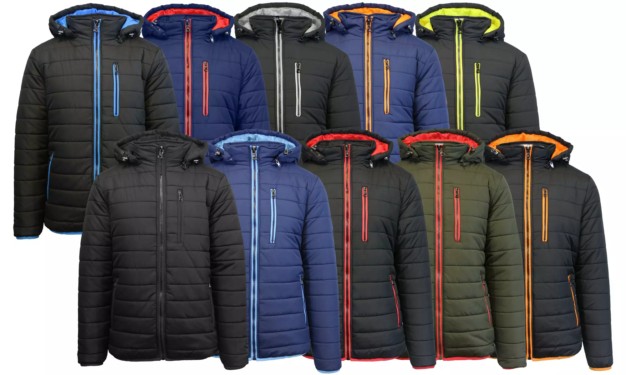 Men's Puffer Jacket with Detachable Hood (Sizes, S to 2XL) - Primary Image
