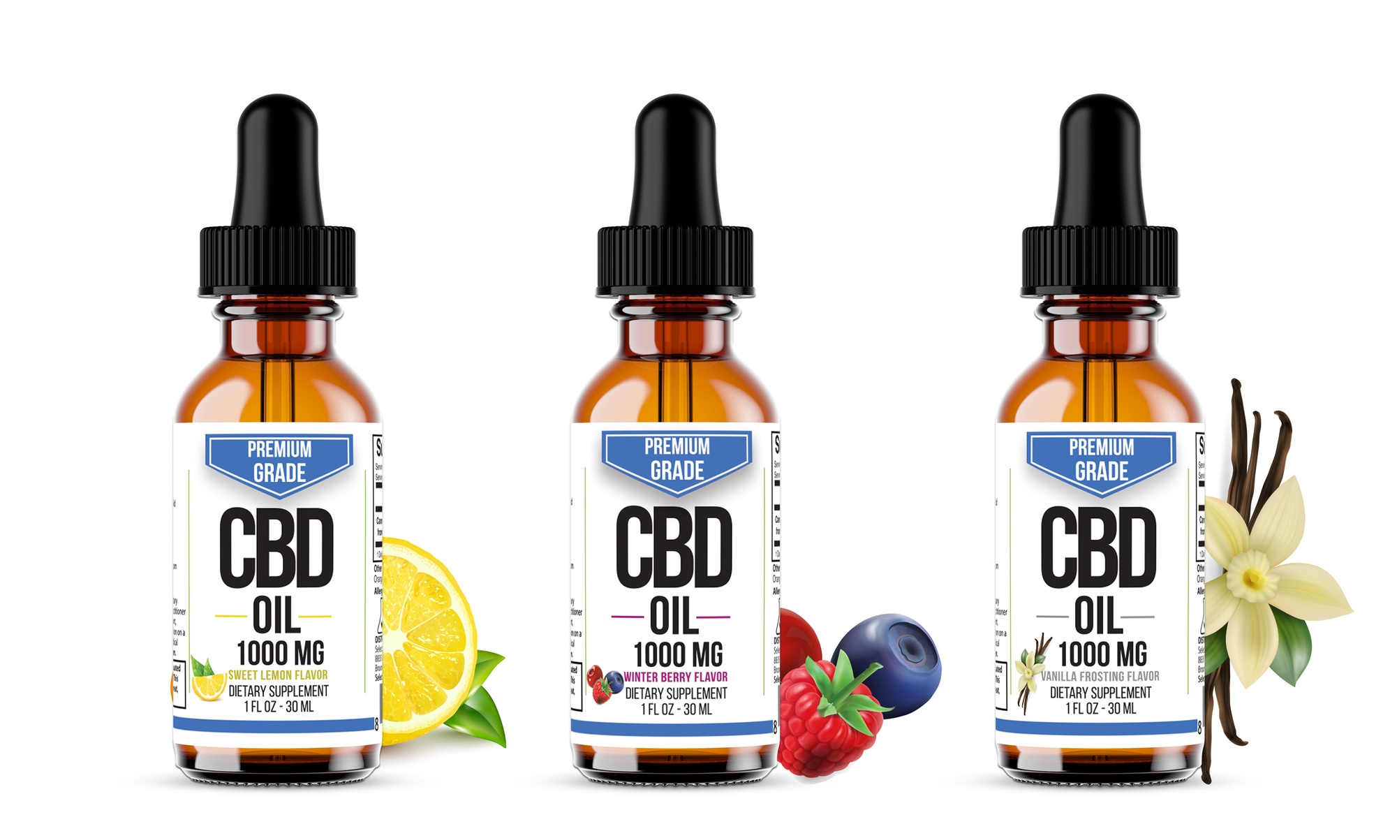 Premium Extra Strength CBD Oil 1000mg from Select Organics (Various Flavors)