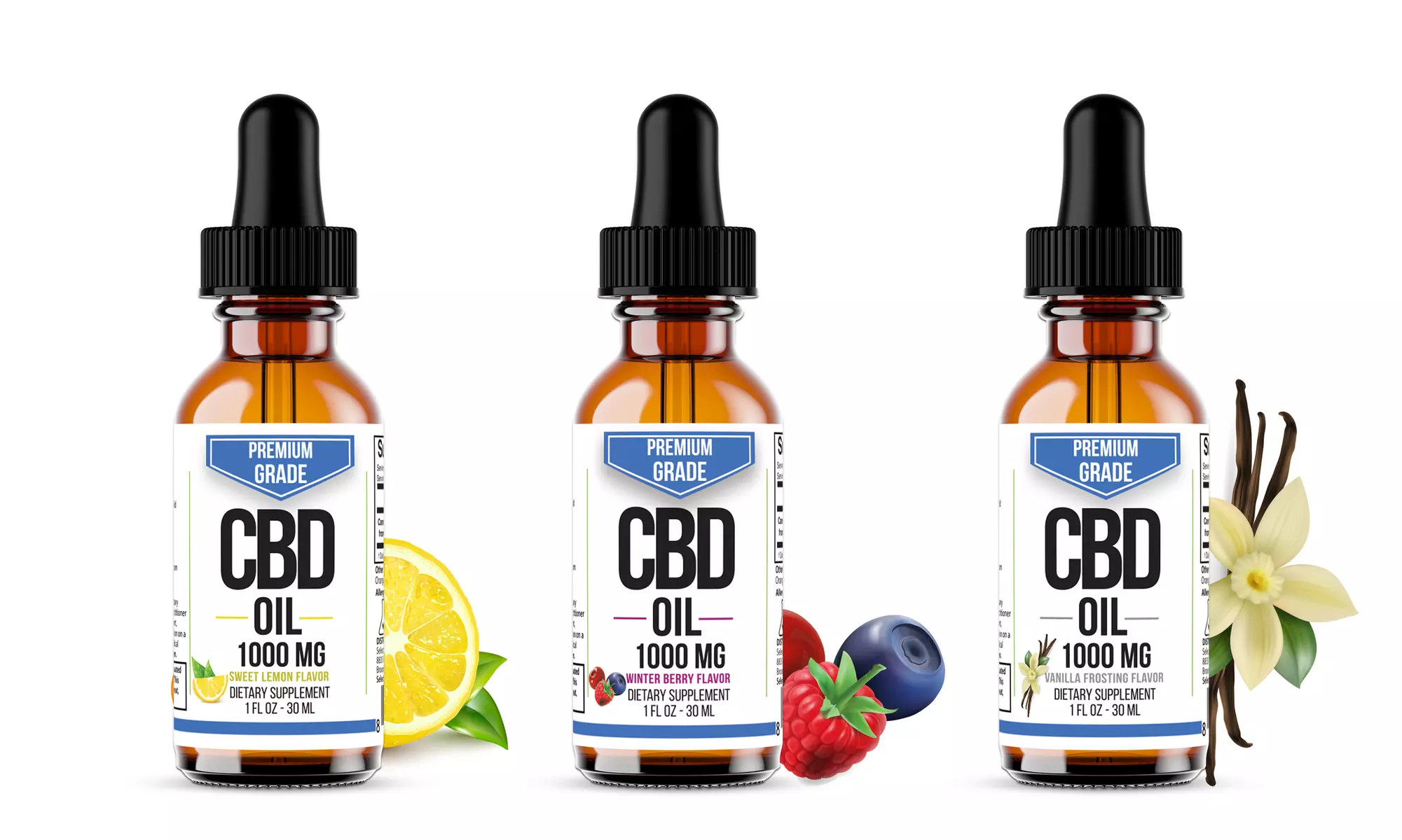 Premium Extra Strength CBD Oil 1000mg from Select Organics (Various Flavors)
