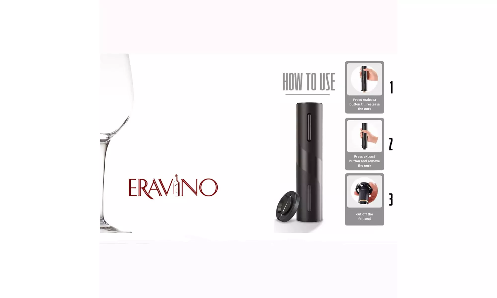 Eravino Electric Wine Opener,  Bottle Corkscrew Opener - Second Medium