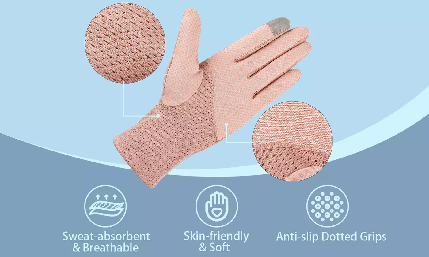 2 Pairs Women UV Protection Sunblock Gloves Touchscreen Summer Driving Gloves