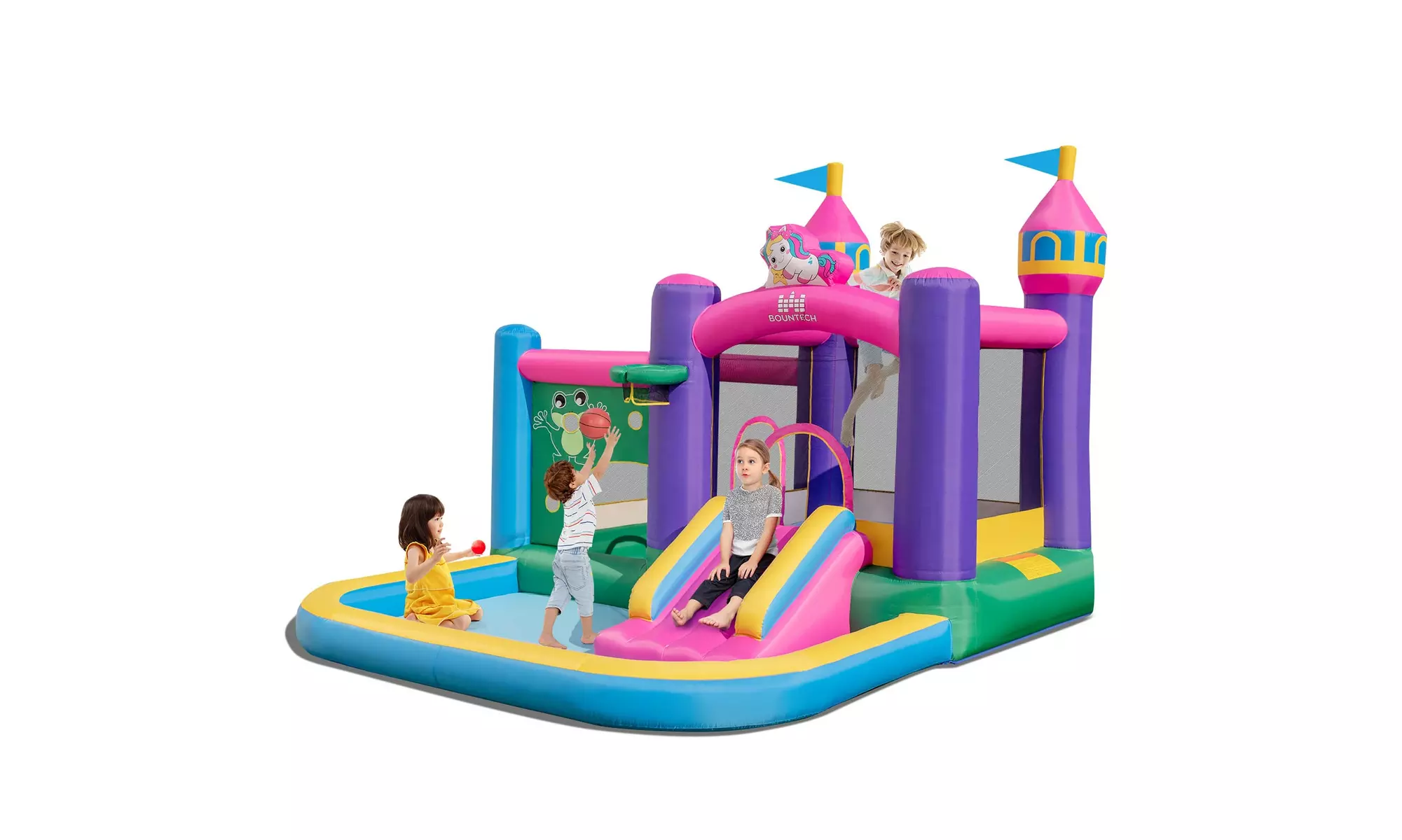 6-in-1 Kids Inflatable Bounce House w/ Slide Jumping Area Ball Pit Pools Castle - Primary Image