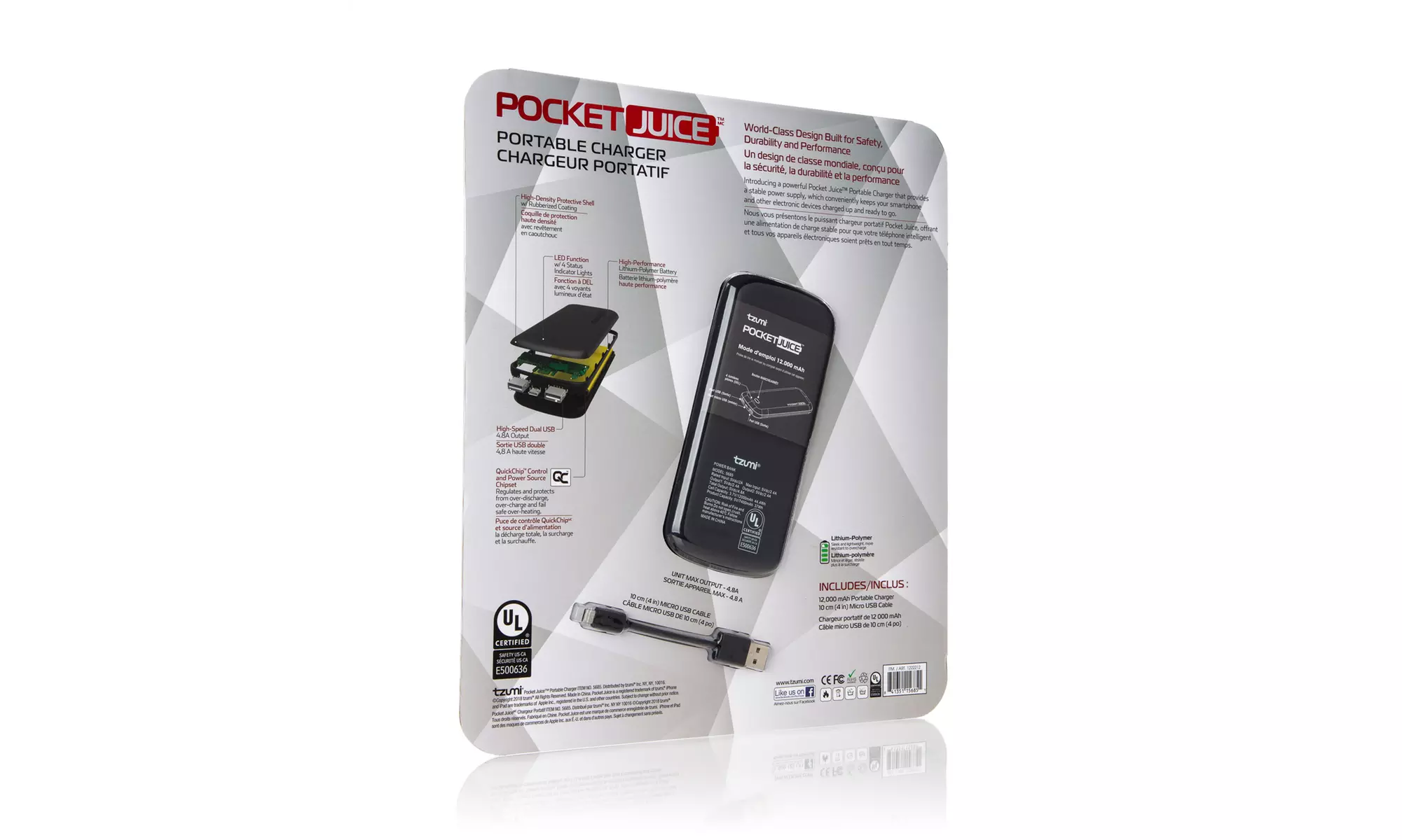 Tzumi Pocket Juice Portable Charger 12000 mAh 4.8A Lithium Battery - Second Medium