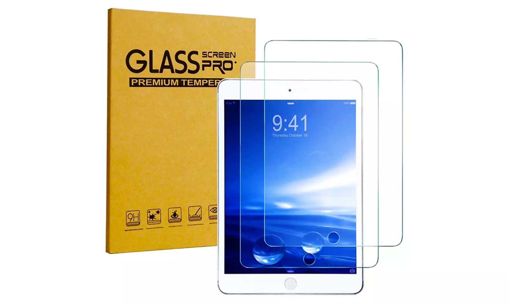 2-pk Premium Tempered GLASS Screen Protector For Apple iPad Pro 9.7 - Second Medium