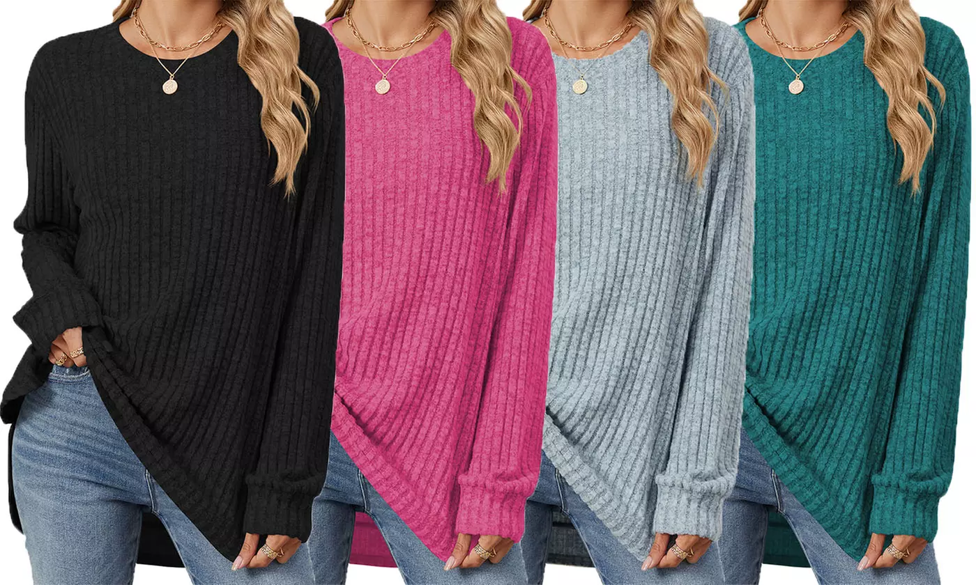 Women Fall Wintetr Casual Long Sleeve Tunic Sweaters Pullover Knit Jumper Tops