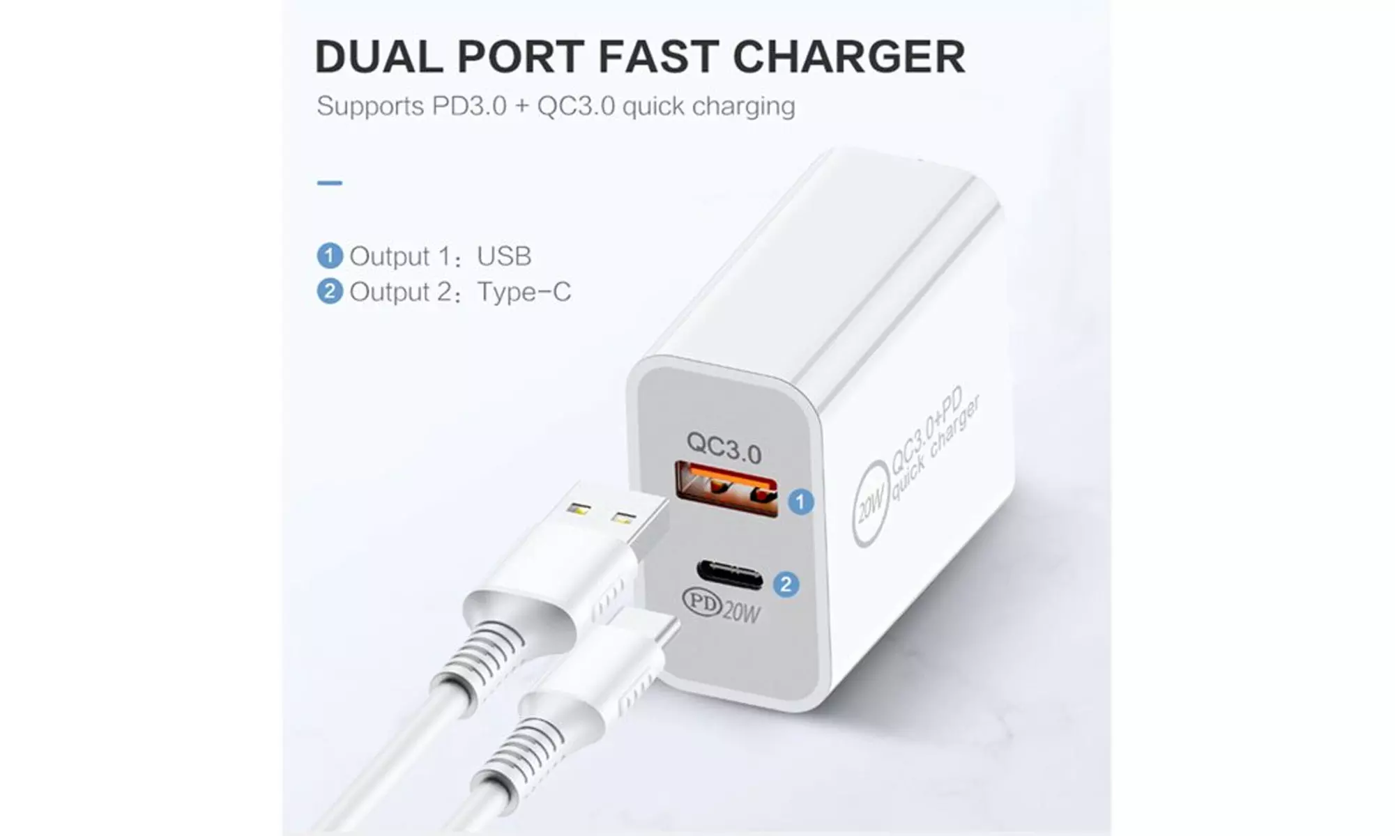 Fast Charger 20W USB-C Power Adapter Wall Charger For iPhone 15 Pro Max/ Samsung