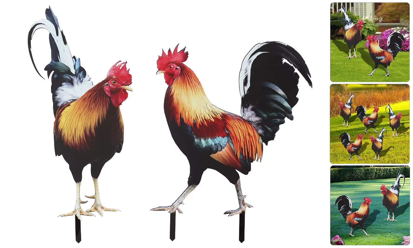 Rooster Decor Garden Statue Acrylic Chicken Yard Art Sculpture Outdoor Figurines