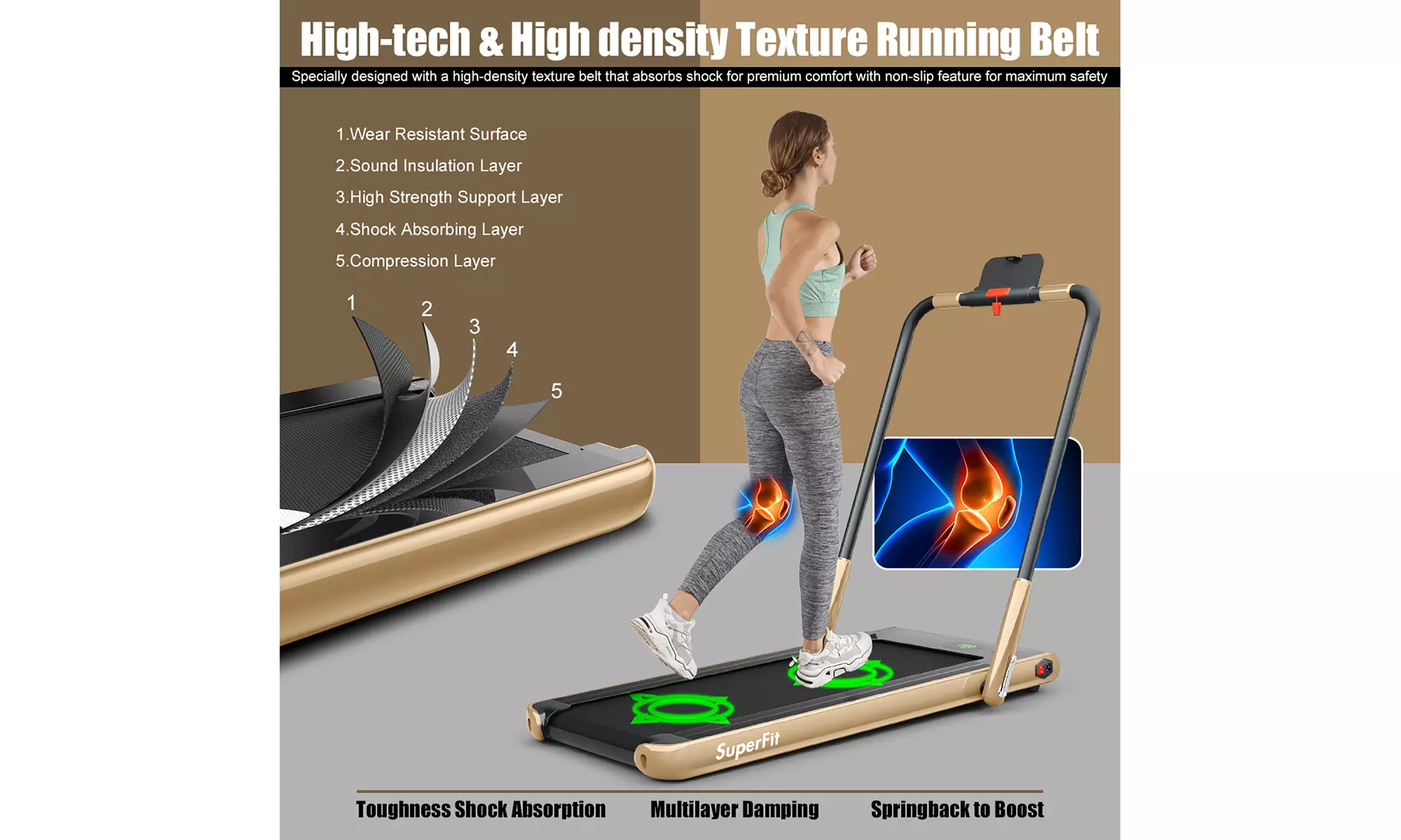 SuperFit 2.25HP 2 in 1 Foldable Under Desk Treadmill Remote Control