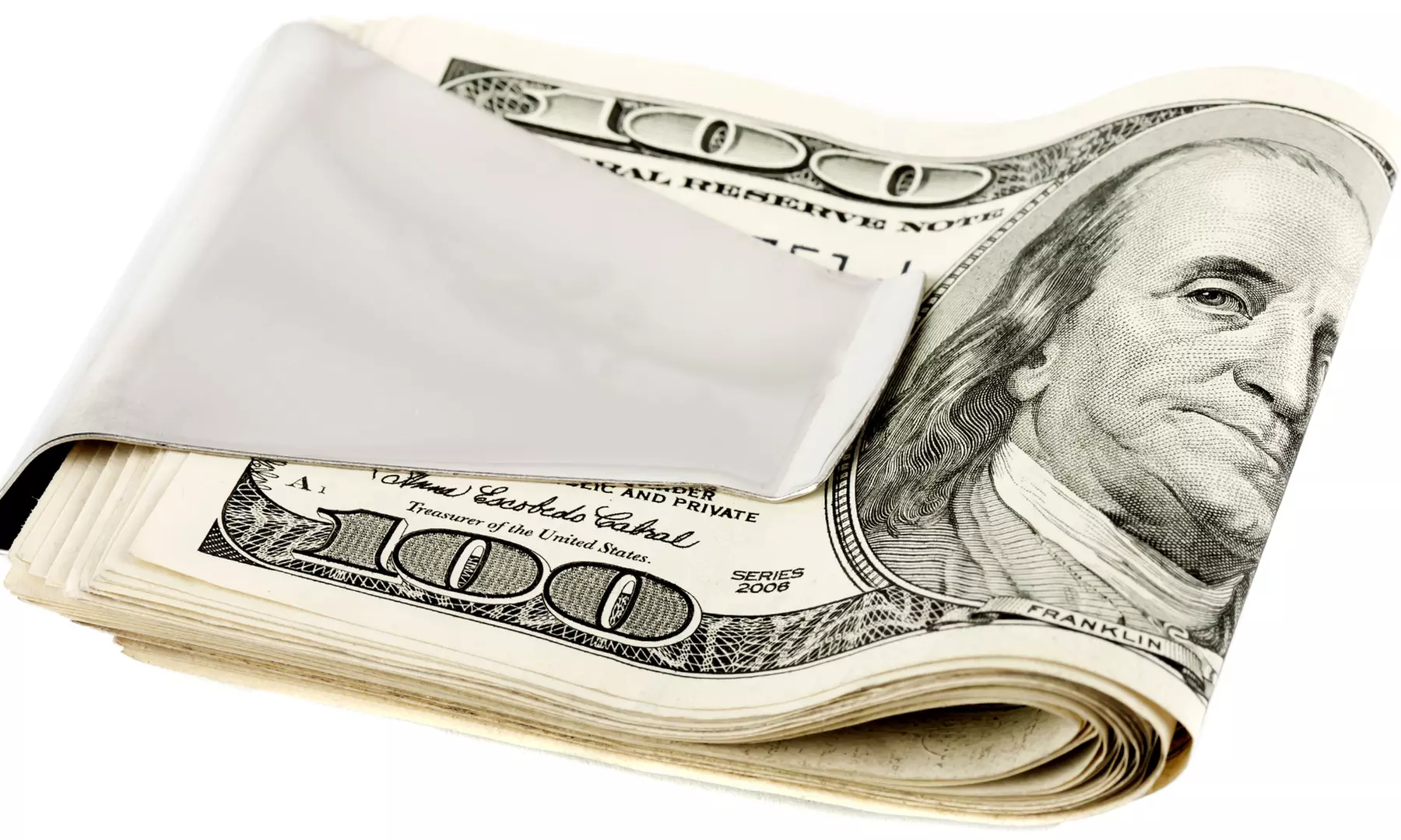 Slim Double Sided Chrome Finished Stainless Steel Money Clip - Primary Image