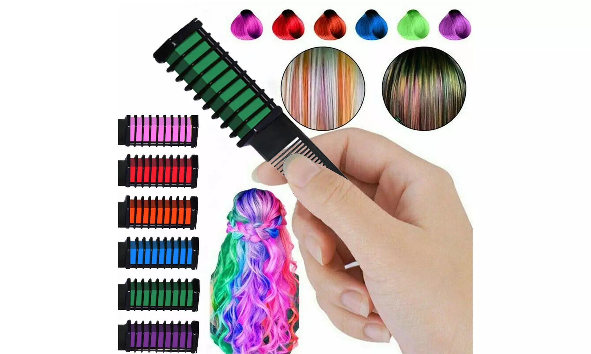 6 Colors Mini Disposable Temporary Hair Dye Comb Home Salon Hair Dyeing Tool - Primary Image