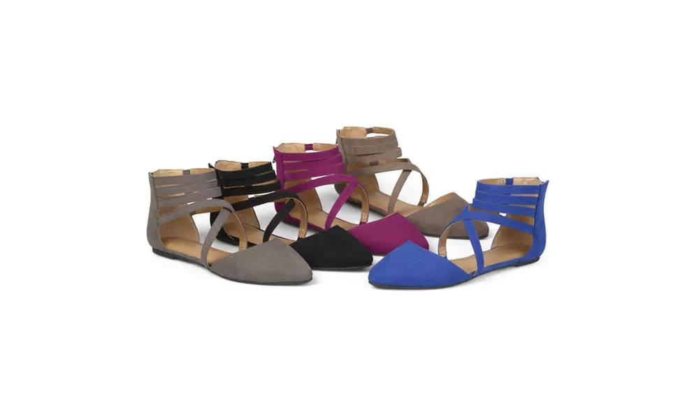 Journee Collection Womens Wrap Strap Faux Suede Flats - Primary Image