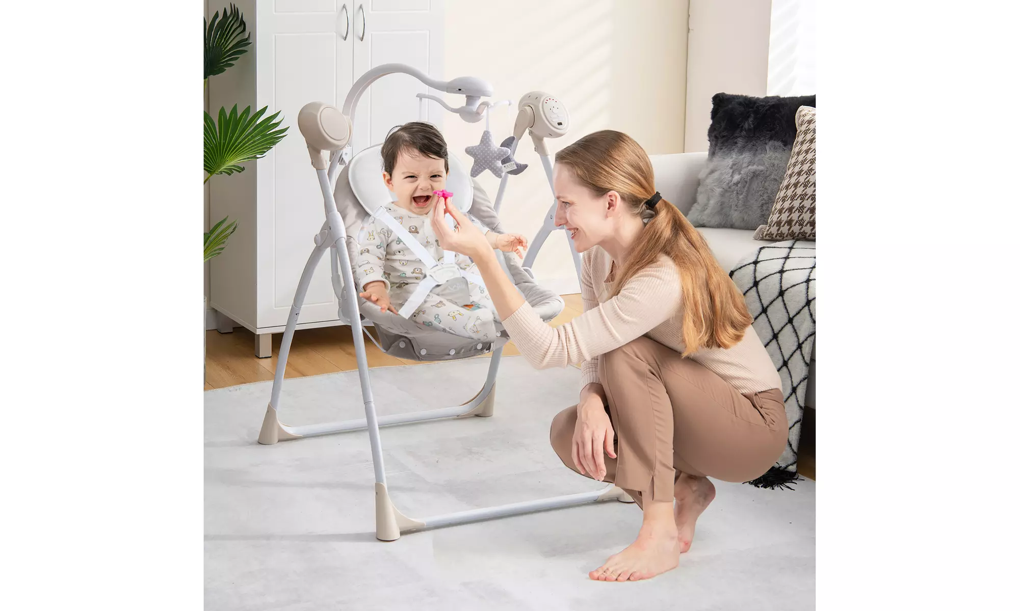 Costway Electric Baby Swing Foldable Portable Rocking Chair Adjustable Backrest - Primary Image