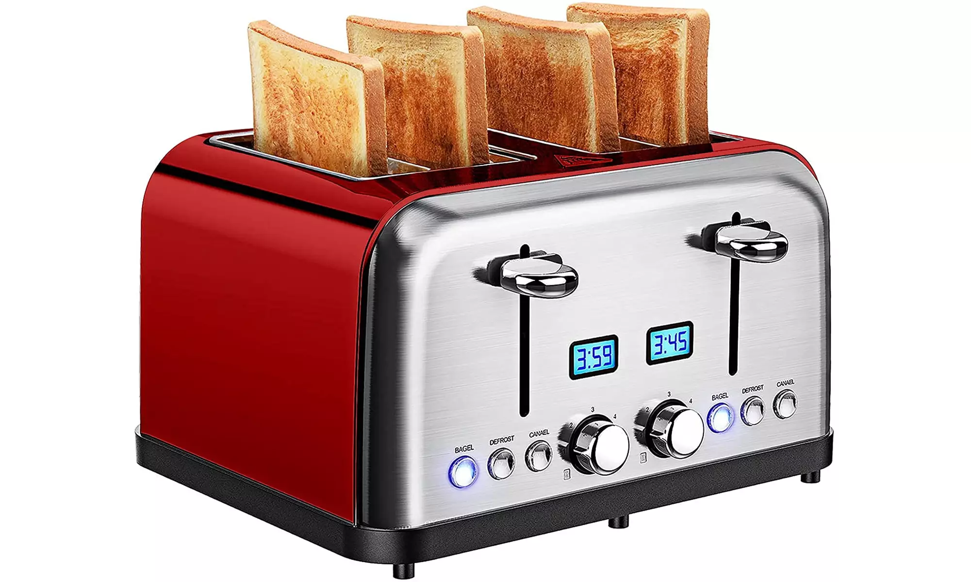 IKICH KCCP179ARUS 4 Slice Toaster with Digital Countdown LED Screen - Red - Second Medium