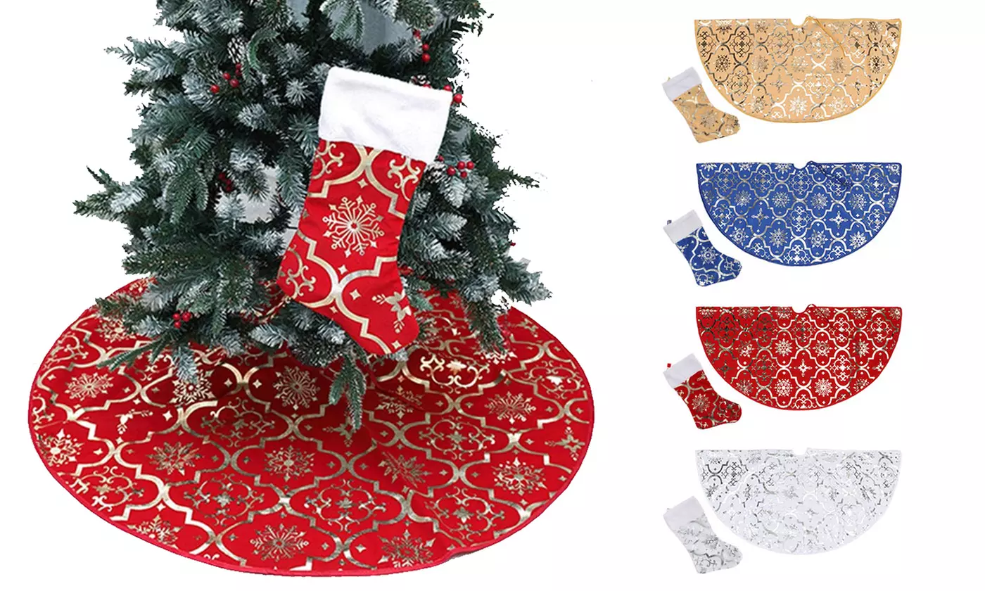 ItBelongs2U 48'' Christmas Tree Skirt and Stocking