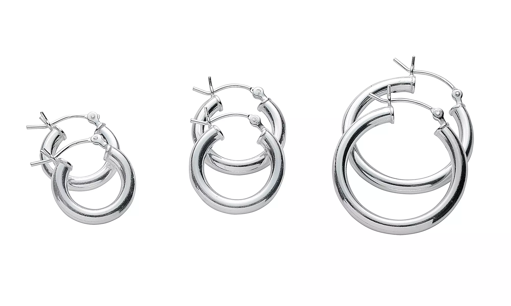 3 Pack Italian Hoop Earrings in sterling silver