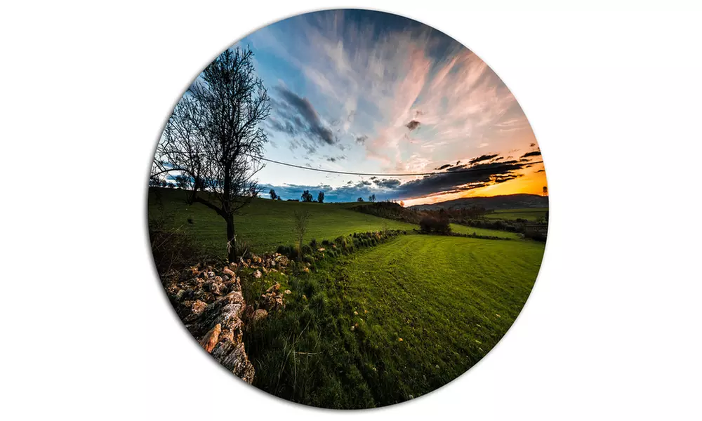 Beautiful Green Meadow in Sardinia' Disc Landscape Metal Circle Wall Art - Second Medium