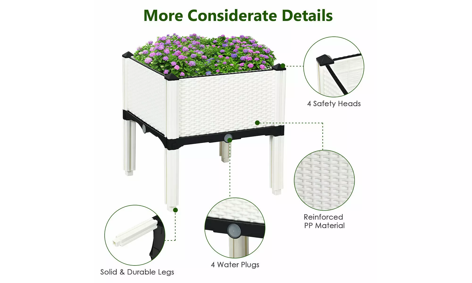 Costway Set of 4 Raised Garden Bed Elevated Flower Vegetable Herb Grow Planter