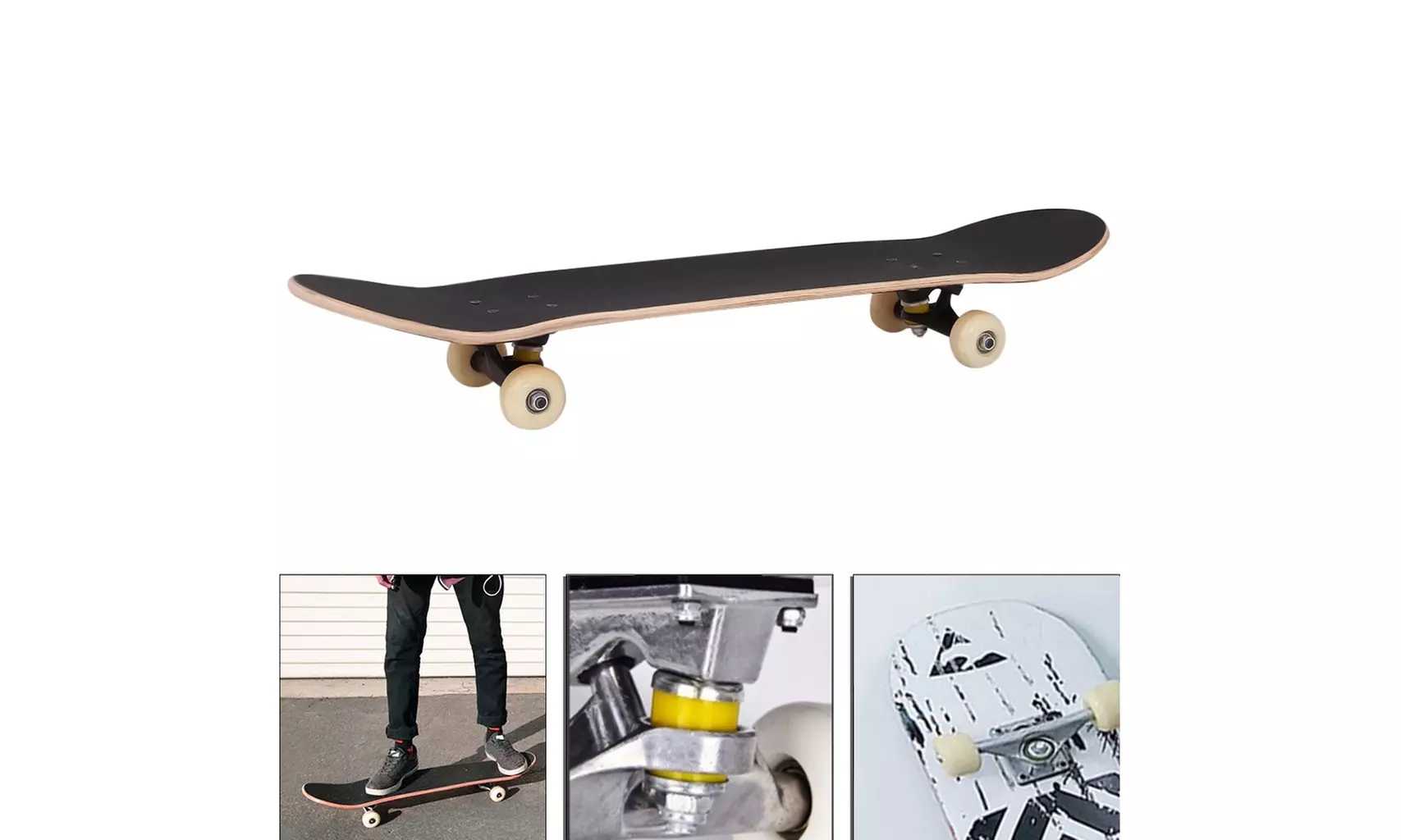 OK8 White Skateboard Top Stained BLACK 31.5in Skateboards, Ready To Ride New - Second Medium