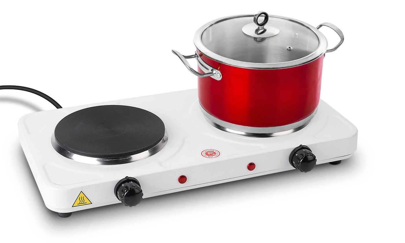 iNova 2,000W Electric Countertop Double Burner Hot Plate Portable Cooktop Burner