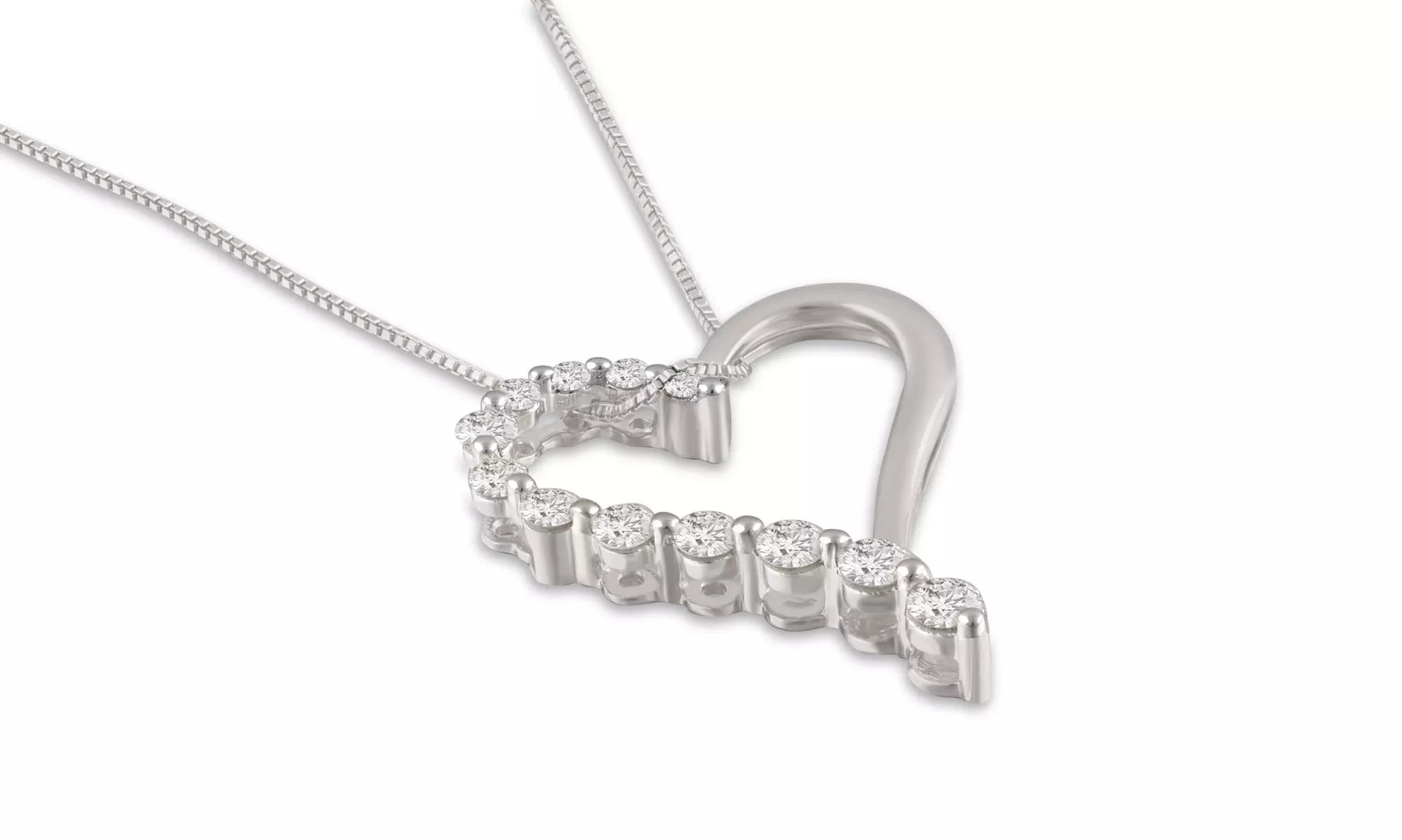 1/2 CTTW Diamond Heart Journey Pendant in Sterling Silver By DiamondMuse