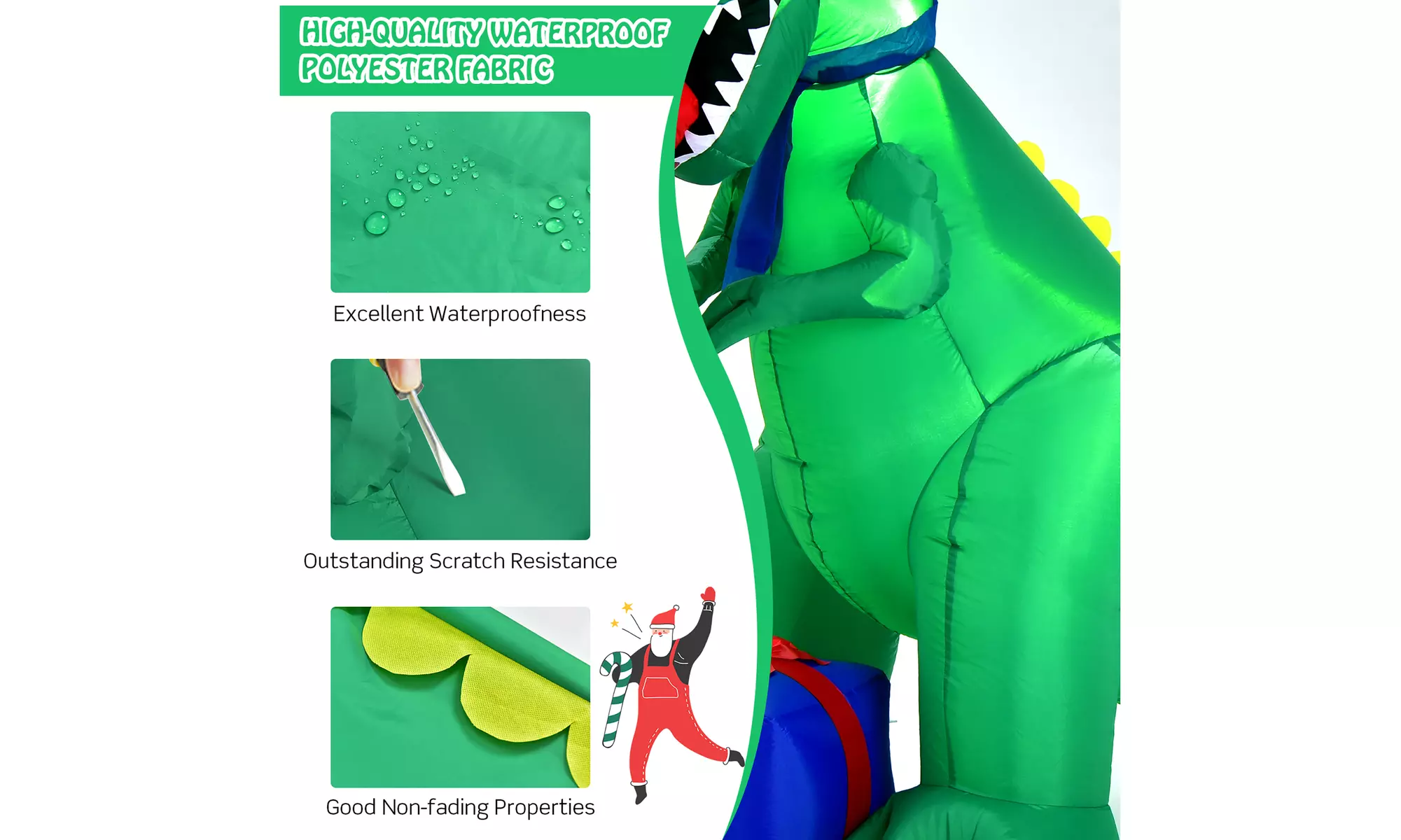 Costway 6Ft Christmas Inflatable Dinosaur Indoor & Outdoor Christmas Decoration