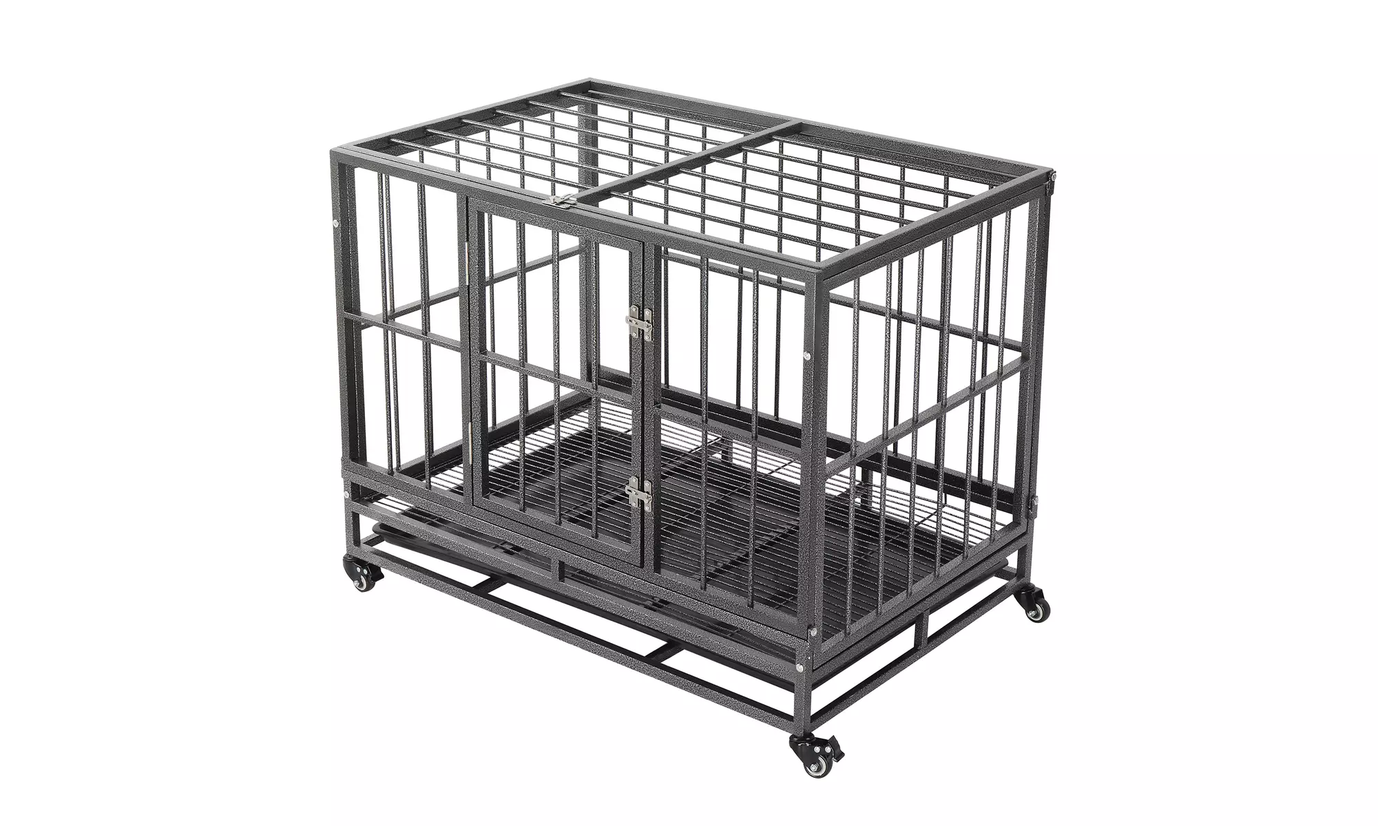 36" Dog House Dog Cage Heavy Duty Metal Dog Crate with Tray & Wheels 2-Color - Primary Image