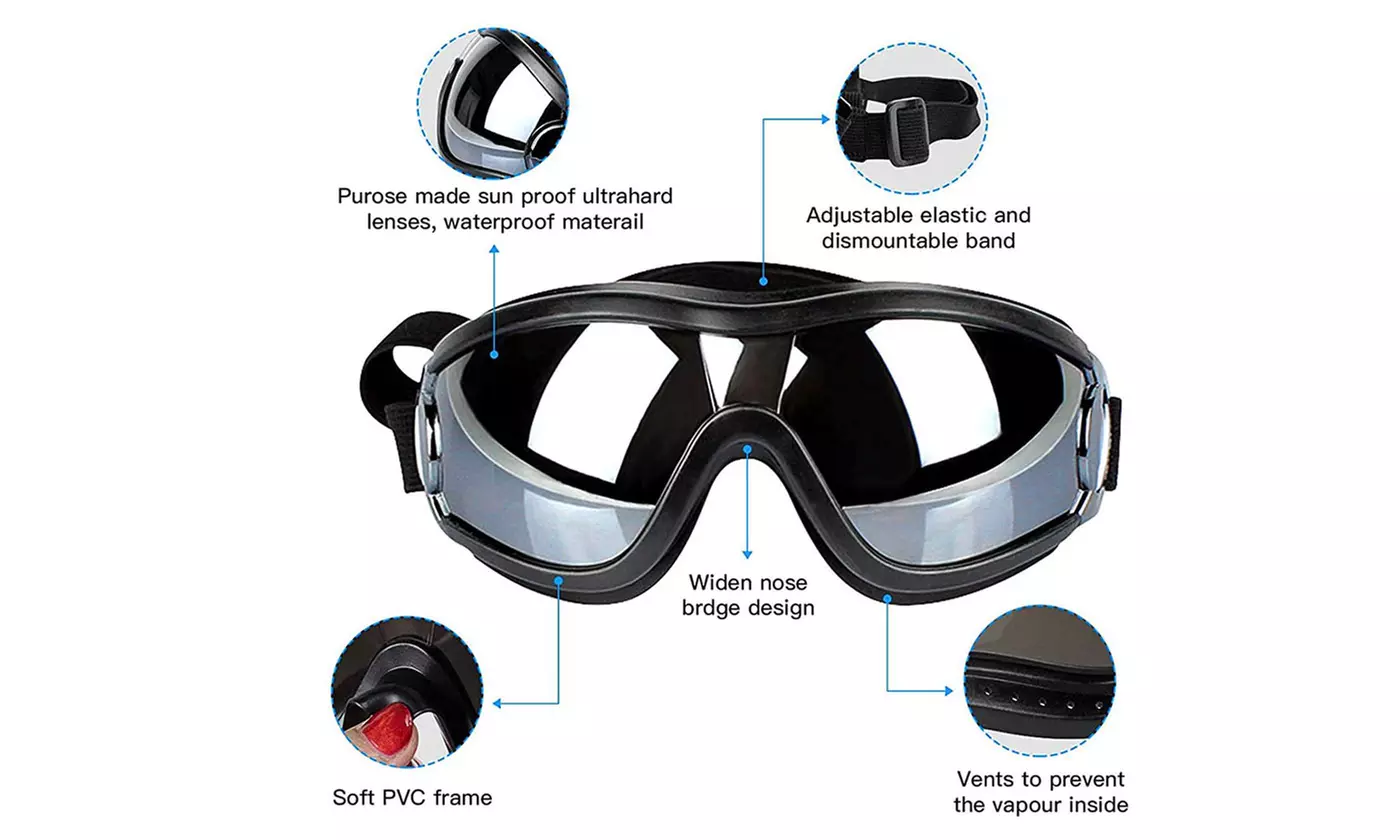 Dog Goggles Cool Sunglasses Large UV Protection Adjustable Strap Dog Glasses Pet