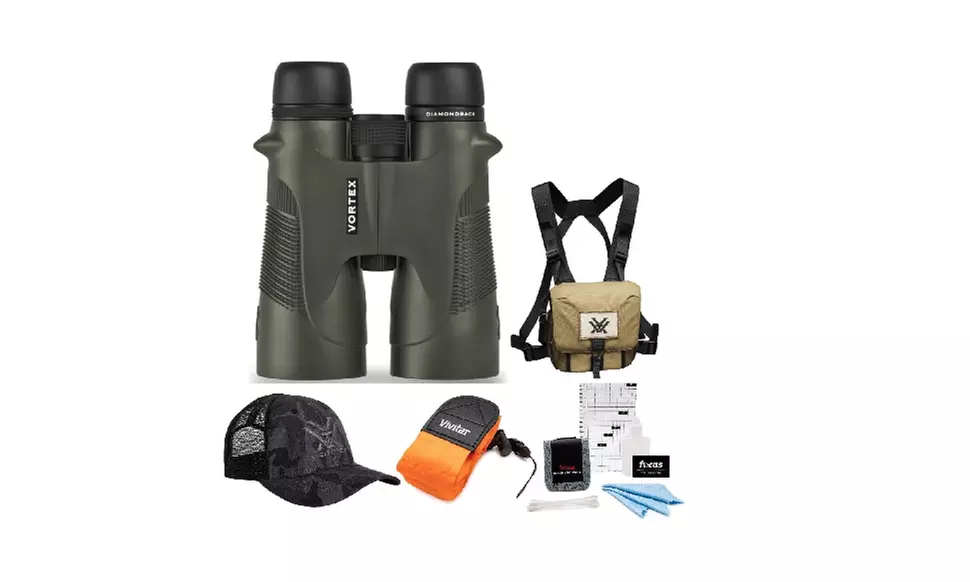 Vortex 12x50 Diamondback Roof Prism Binoculars with Glasspak Harness Case Bundle - Primary Image