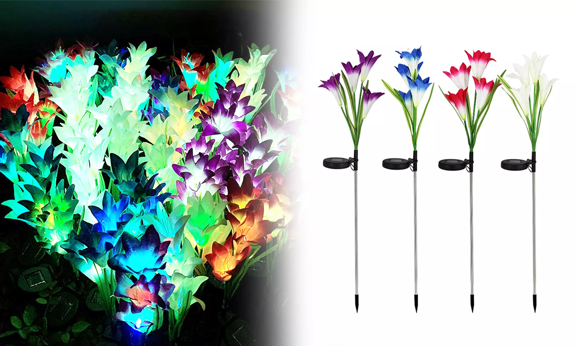 Outdoor Solar Garden Stake Lights Lily Flowers Garden Outdoor Decorative Lights - Primary Image