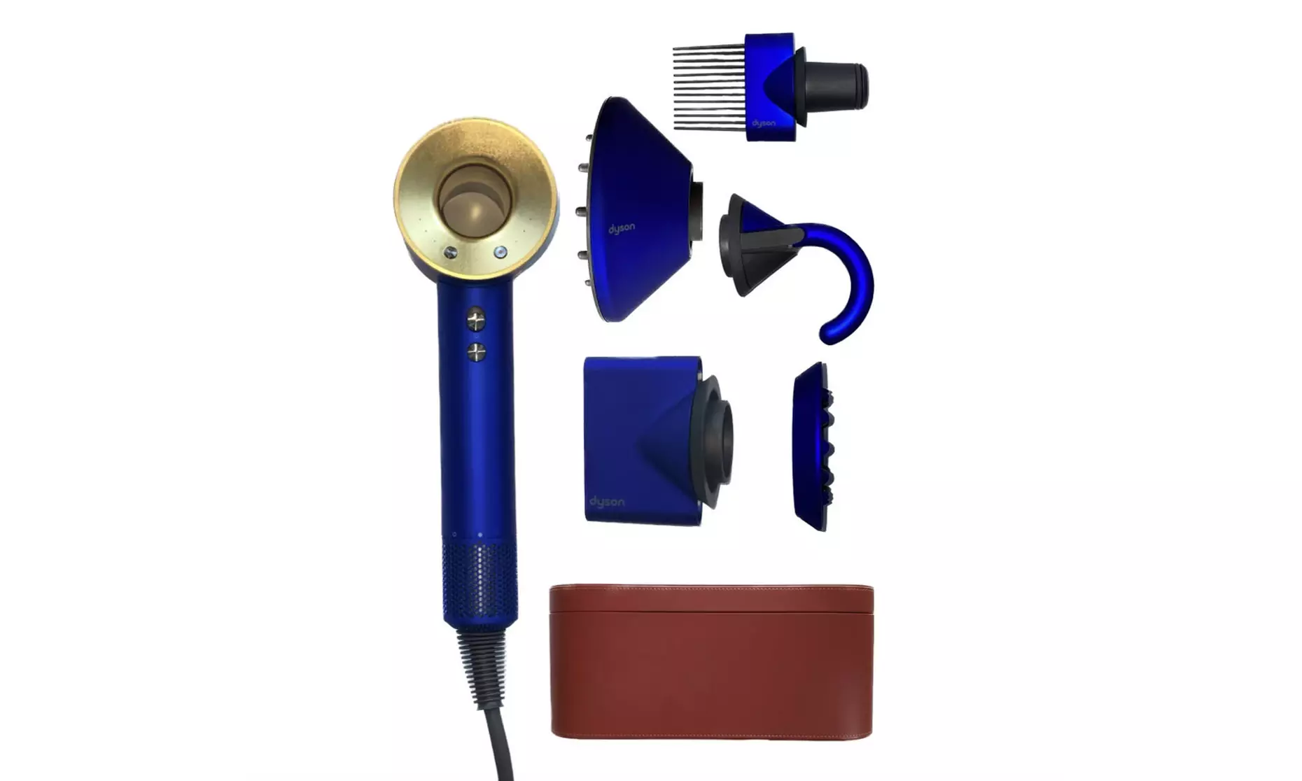 Dyson Supersonic Hair Dryer Limited Edition Blue 23.75K Gold w/ Attachments - Primary Image