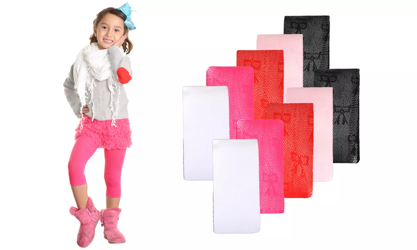 Girls' Footless Tights with Bowtie Design (12-Pack)