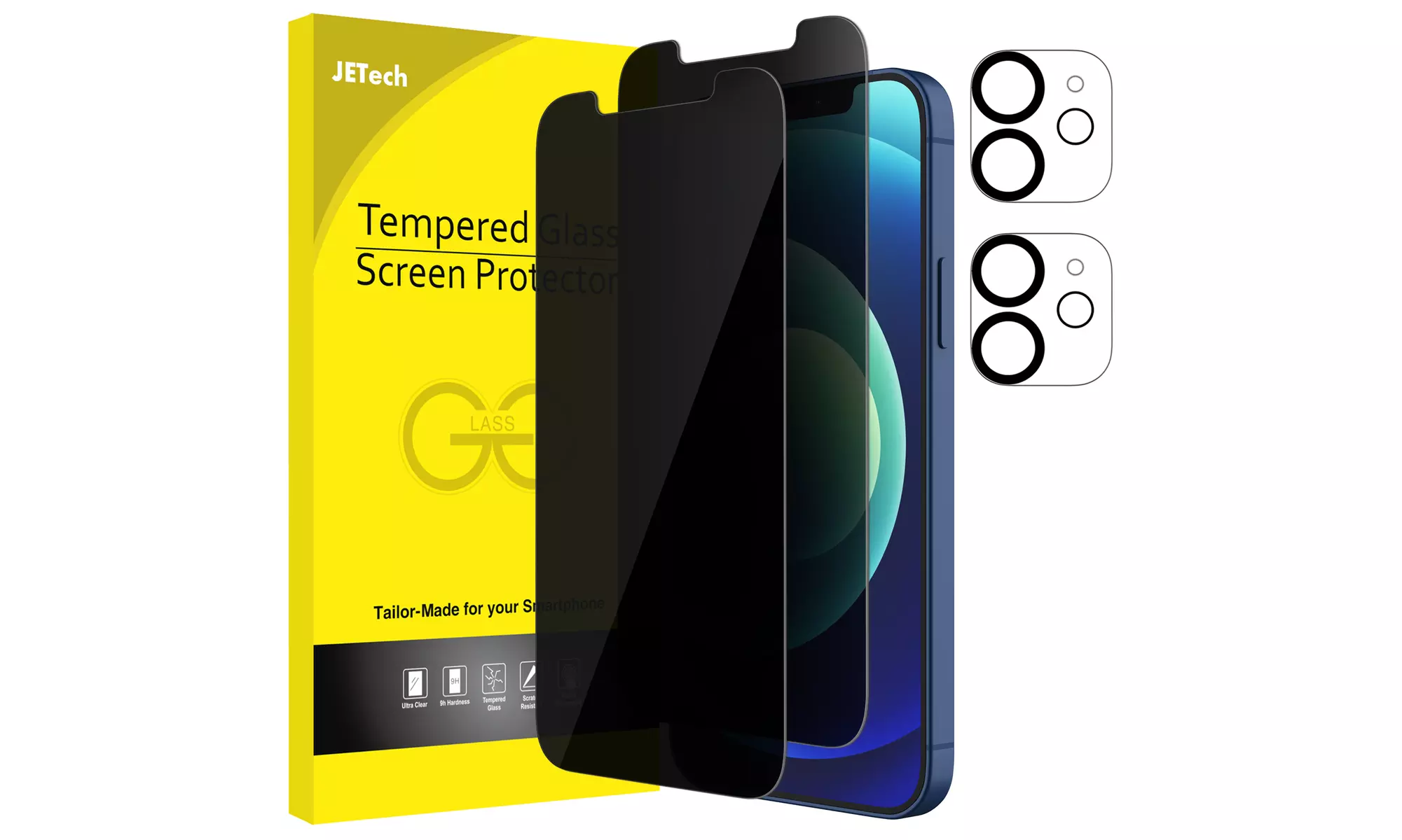 Privacy Screen Protector for iPhone 12/12 Pro/12 Pro Max with Lens Protector - Primary Image