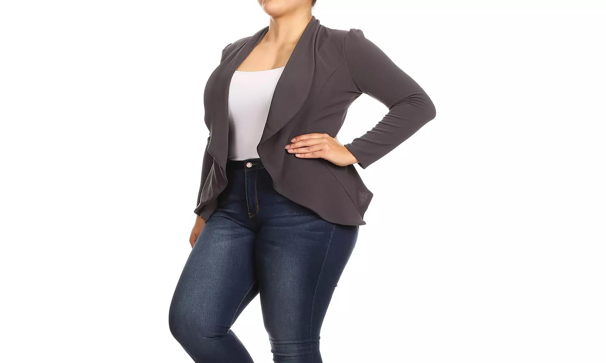 MOA Collection Womens Open Front Blazer with Plus Size