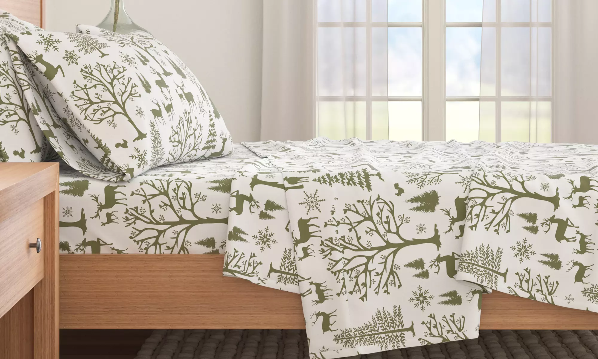 Nature Print Turkish Cotton Flannel Sheet Set