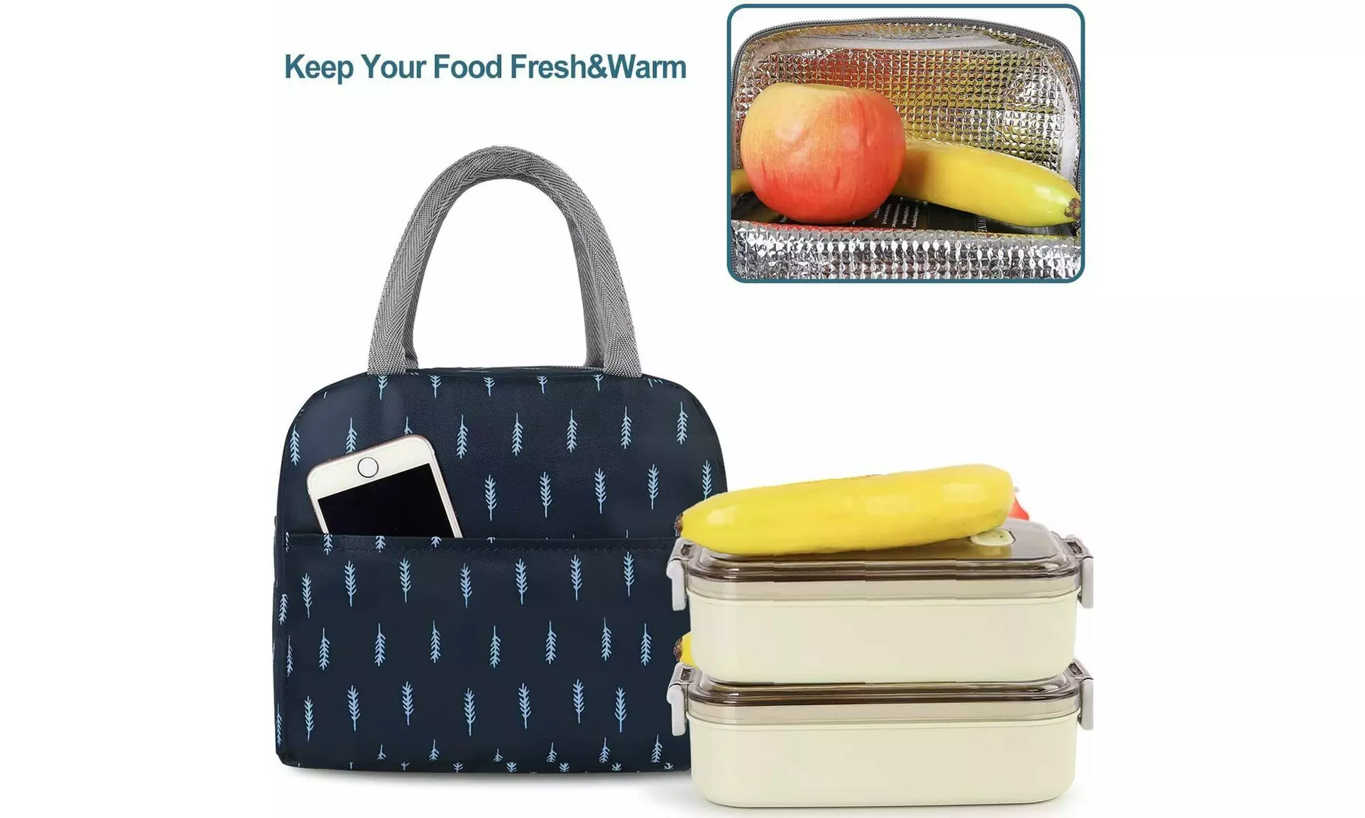 Portable Insulated Lunch Bag Bento Box Cooler Tote for Kids Adult Men Women