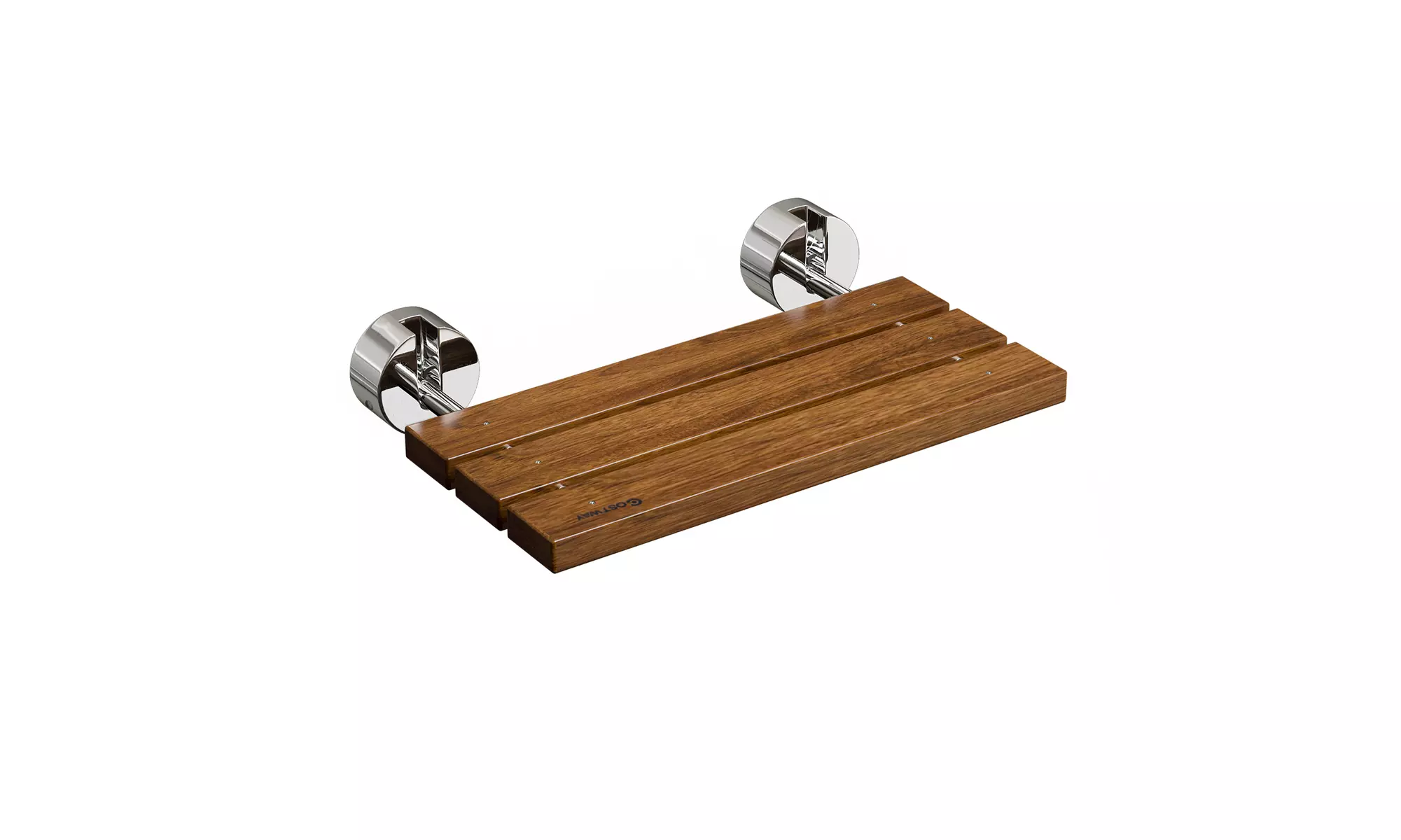 20" Wall Mounted Teak Wood Folding Shower Bath Seat Medical Bench Bathroom Stool - Primary Image