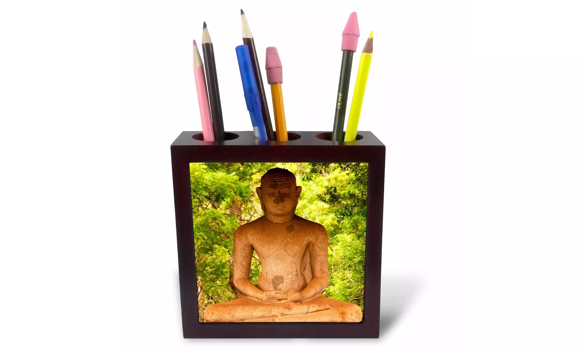 Tile Pen Holder - Sri Lanka, Anuradhapura, large Buddha statue-AS33 ECL0003 . - Second Medium