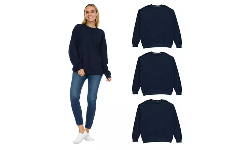 BILLIONHATS 3 Pack Womens Oversized Crew Neck Sweatshirt