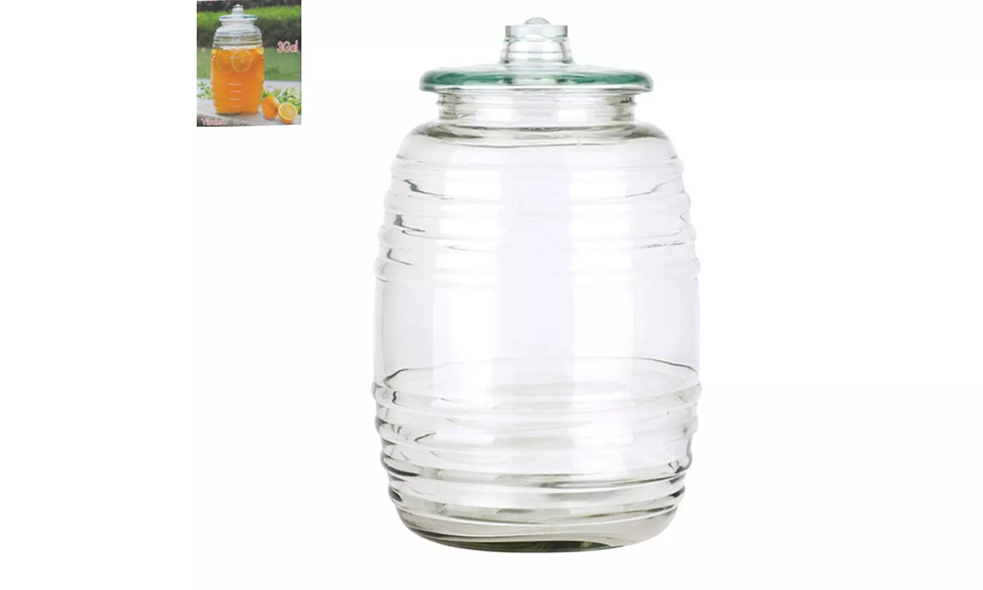 3 Gal Glass Barrel Jar Vitrolero Aguas Frescas Water Juice Beverage Container - Primary Image
