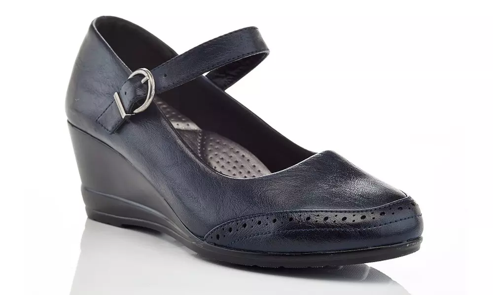 Rasolli Women's Virginia Mary Jane Wedge Pumps