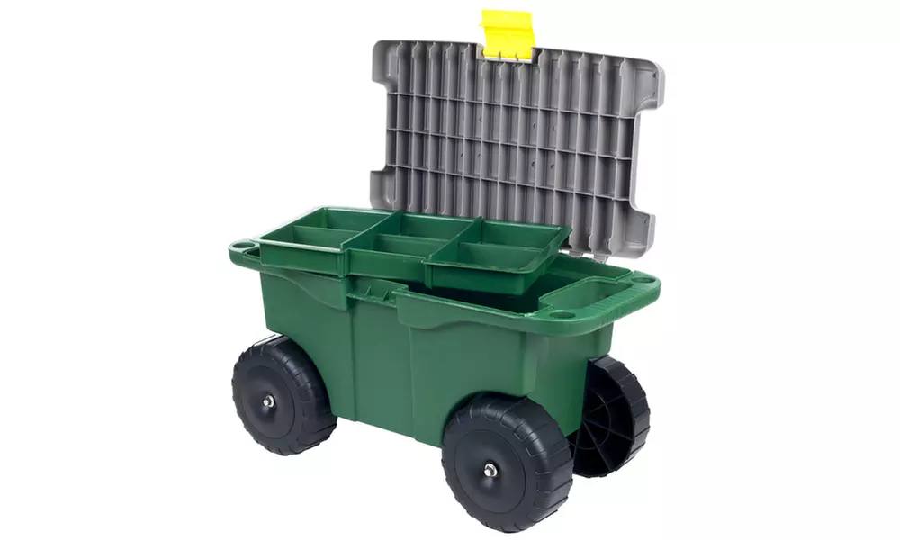 Pure Garden 20 inch Plastic Garden Storage Cart & Scooter
