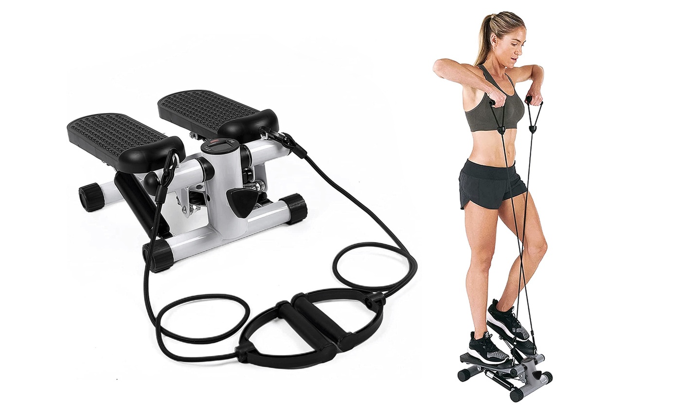 iMounTEK Mini Stepper Exercise Stair Stepper with Resistance Bands & LCD Display