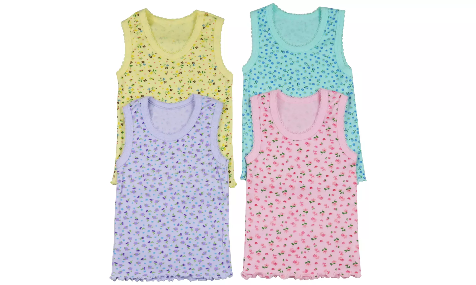 (4-Pack) Girl's Classic 100% Cotton Tanks 1-12 Years - Second Medium