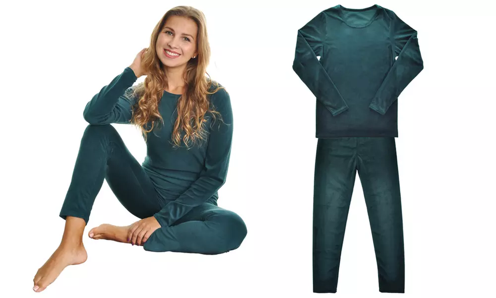 Angelina Soft Velvet Long Sleeve Top and Bottom Lounge Set - Second Medium