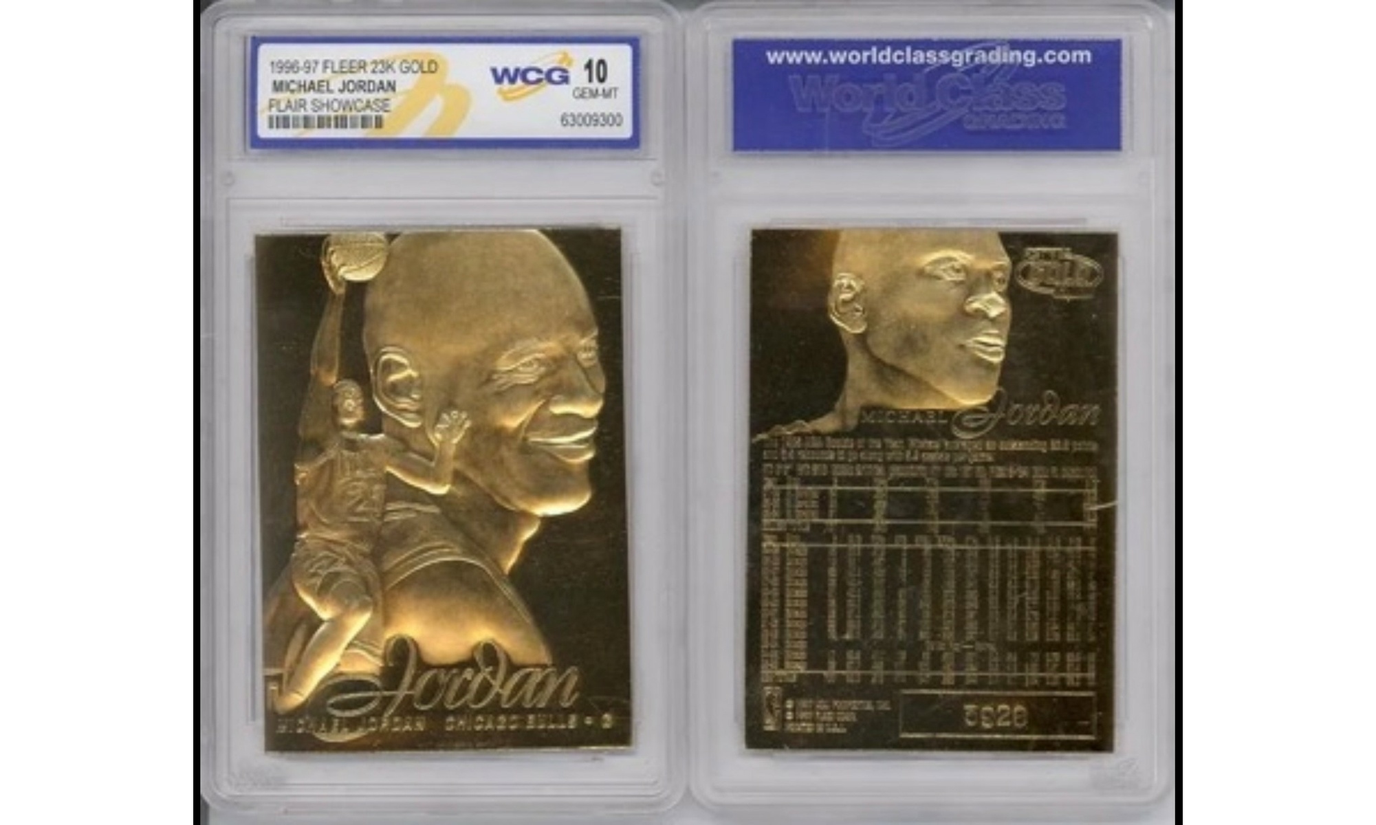 1996 Michael Jordan FLEER FLAIR Showcase 23K Gold Card - Gem Mint 10