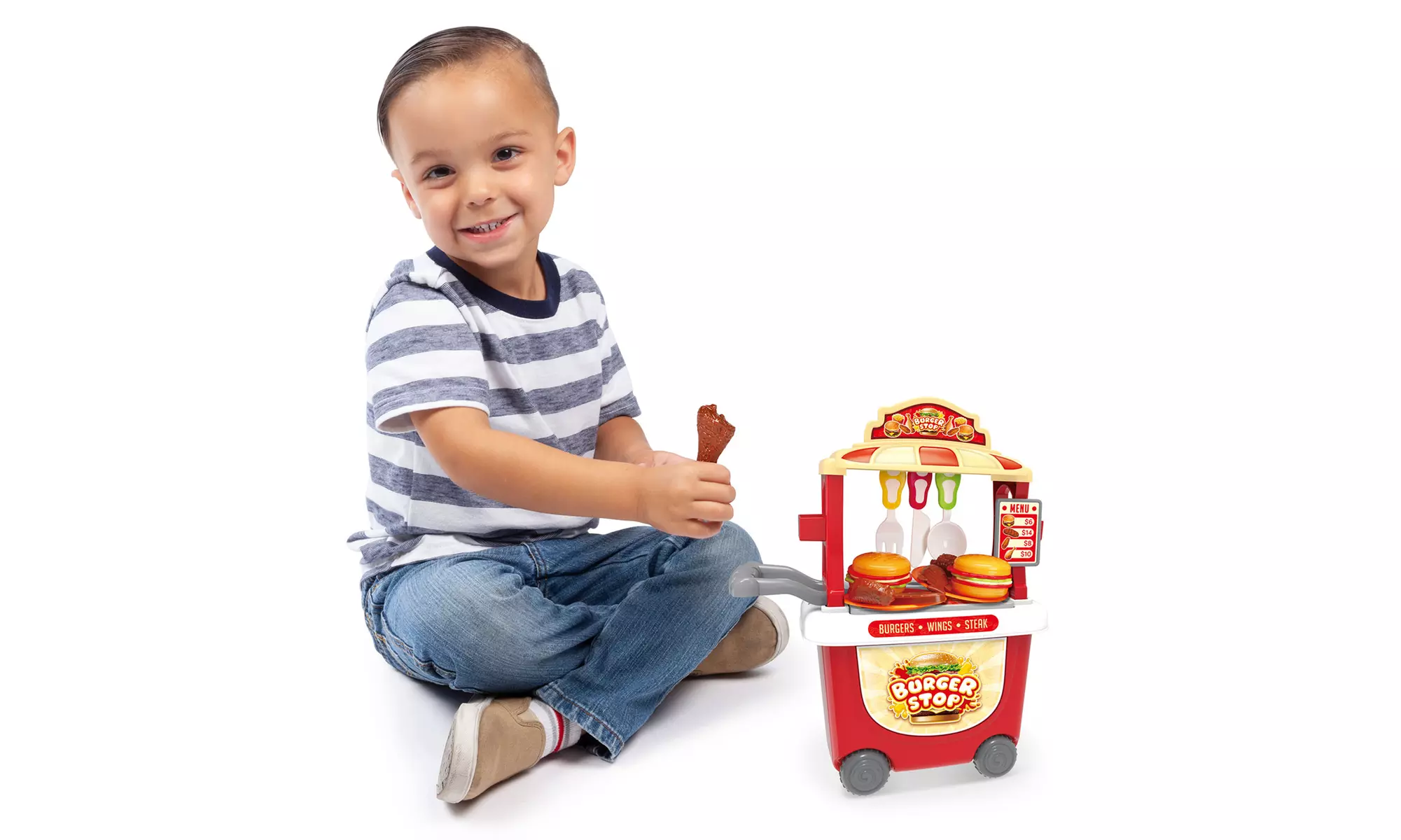 Portable Cart Pretend Playset - Choose from Ice Cream, Candy , or Hamburger  - Second Medium