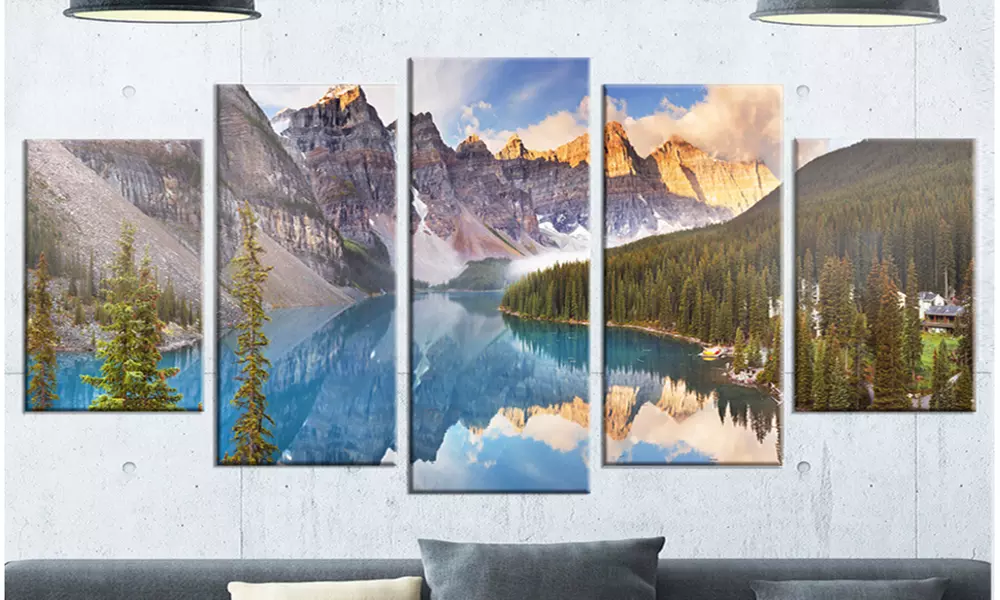 Moraine Lake in Banff Park Canada - Multipanel Landscape 5 Panel Metal Wall Art - Primary Image