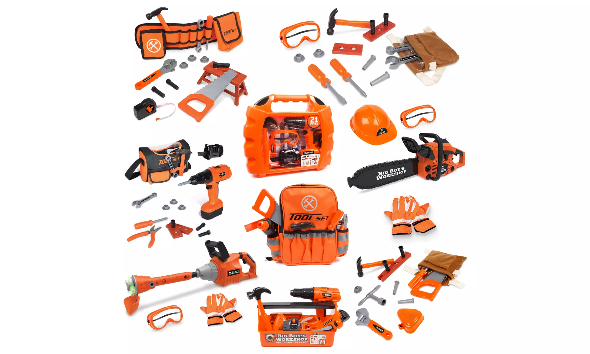 Big Boy's Workshop Tool Playset - Power Drill, Chainsaw, Backpack, and more - Primary Image