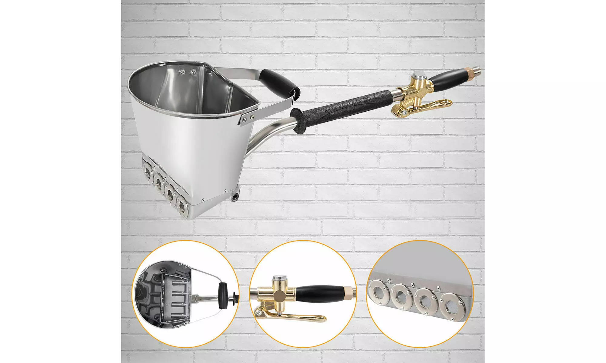 4 Jet Stucco Sprayer Plaster Sprayer Cement Mortar Spray Gun Hopper Wall Paint - Primary Image