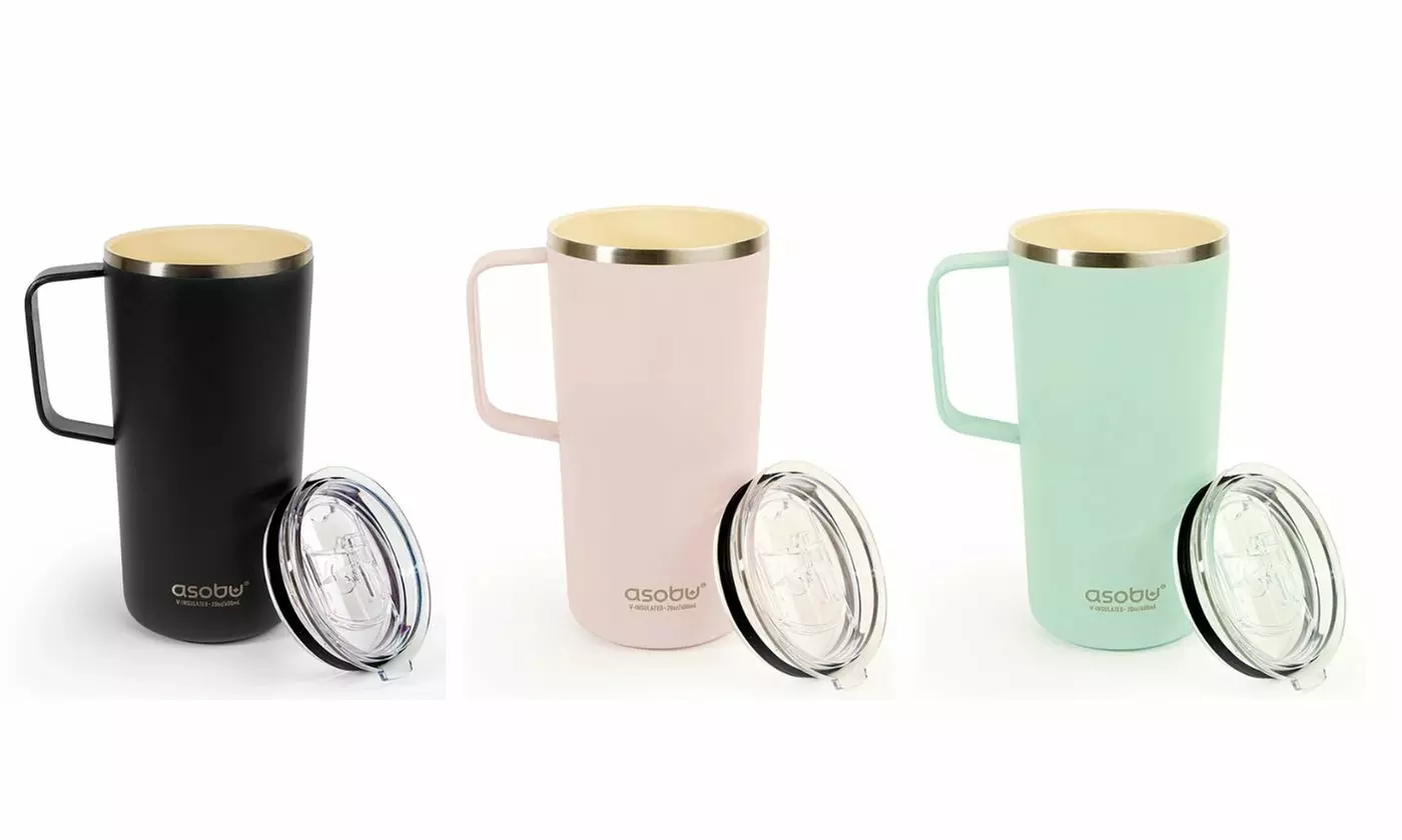 Asobu Tower Mug Ceramic Inner Coated Insulated Stainless Steel Coffee Mug (20oz)